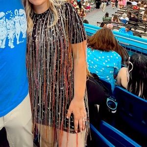Nasty Gal tassel beaded mini shift dress